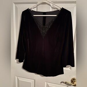 Vintage Unbranded Black Velvet Beaded Sweater